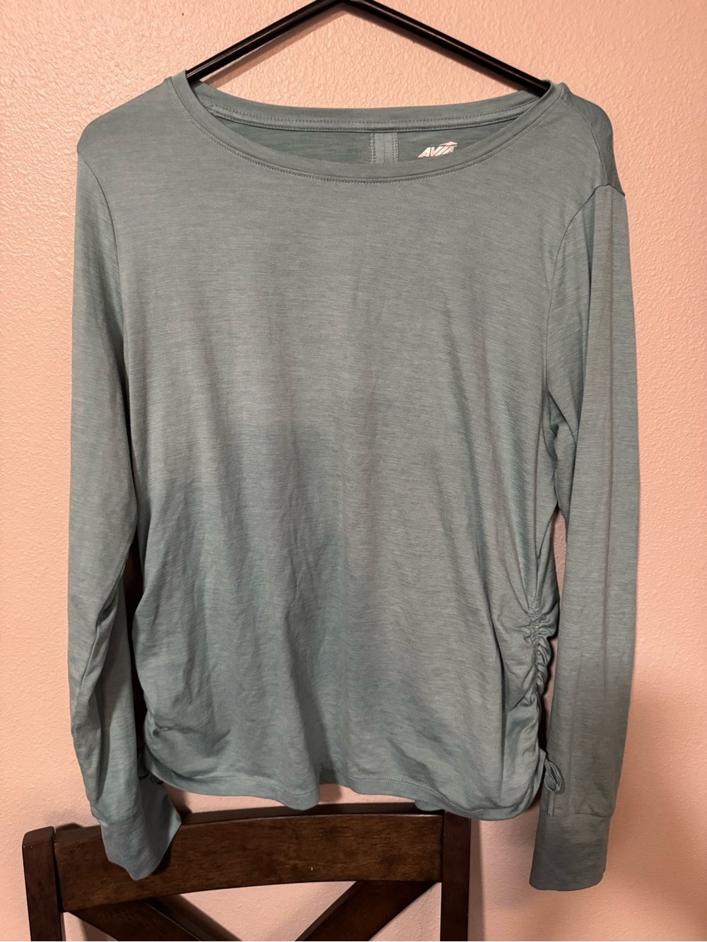 Avia Long-Sleeve Side-Ruched Tee in Sage